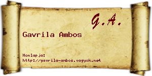 Gavrila Ambos névjegykártya